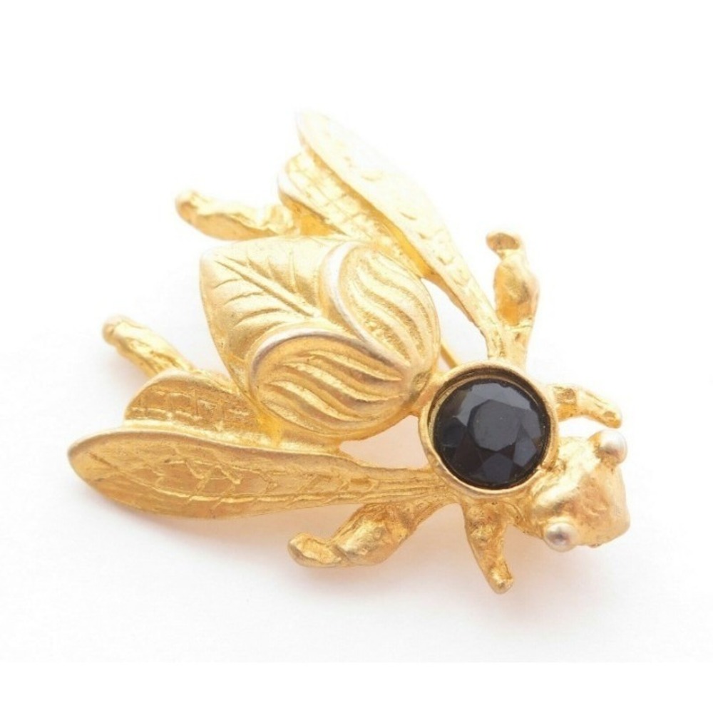 VINTAGE ART NOUVEAU REVIVAL GOLD FLY INSECT PIN 80s-90s